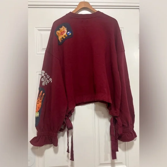New Anthropologie Nathalie Lete Circus Embroidered / Crystal Sweatshirt Size XL - Picture 12 of 14